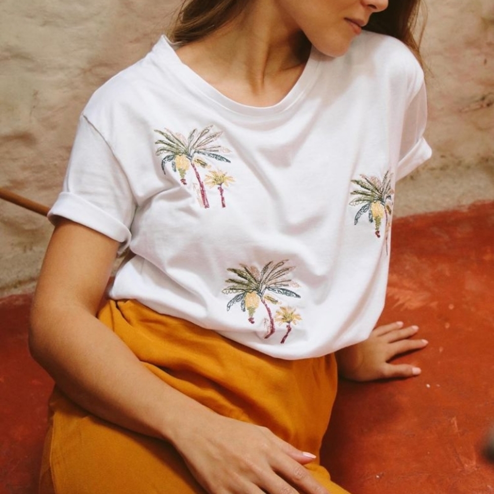 Hand-embroidered T-shirt